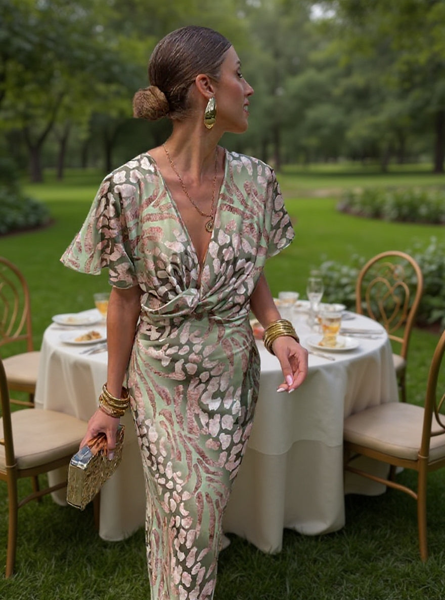 Faviana - Vestido midi en tonos cobrizos